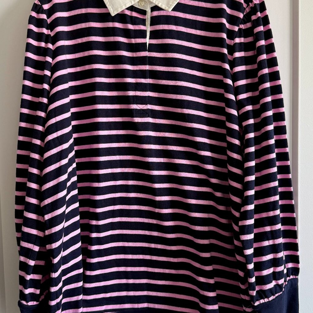 Talbots Pink and Navy Striped Long Sleeve Tee